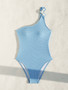 Solid Color Slash Shoulder One-Piece Slim Fit Women's Swimsuit