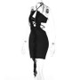 Women Summer Sexy Hollow Lace Ruffle Edge Backless Bodycon Dress