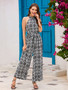 Boho Casual Halter Neck Slim Waist Wide Leg Jumpsuit