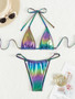 Sexy Two Pieces Bikini Shiny Triangle Swimsuit Two-Piece Set