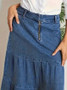 Women Spring and Summer Vintage Pastoral Casual Cake Denim Maxi Dress