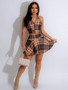 Women Casual plaid printed vest and Skirt two-piece set