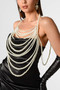 Women Layered Pearl Camisole Halter Neck Chic Elegant Strapless Top