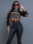 Women spring and summer street hip-hop style long-sleeved stretch T-shirt