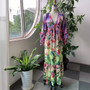 Women summer printed gradient ruffled v-neck sexy Maxi dress