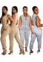 Women spring and summer zippered sleeveless fleece Cargo Jumpsuit