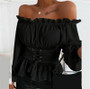 Autumn Long Sleeve Off-Shoulder Ruffle Women's Shirt