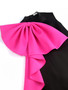 Women Party Cape Ruffle Edge Color Block Dress