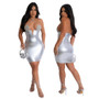 Fashionable Sleeveless Solid Color Strappy Slim Fit Bodycon Party Dress