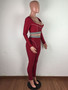 Women Style Line Long Sleeve Top and Pant Sports Two-piece Set