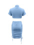 Women French Round Neck Short Sleeve Crop Top and Bodycon Skirt Two Piece Set