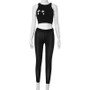 Women's Summer Round Neck Sleeveless Printed Cropped Top Slim Pants Two-Piece Set