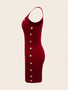 Summer  Street Solid Color Strap Sexy Women's Bodycon Dress