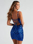 Women's Summer Sequin Beads Sexy Straps Bodycon Slim Mini Dress