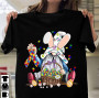 Summer Bunny Gnome Easter Pattern Print Women's Top Short Sleeve T-Shirt