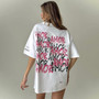 Ripped Letter Printed Round Neck Pullover Short-Sleeved T-Shirt Spring And Summer Outdoor Wear Fashionable Loose Top