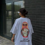 Oversize Russian Matryoshka Print Short-Sleeved T-Shirt Spring Summer Long Top Outdoor Wear