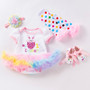 Baby Easter Dress 4-Piece Set Cartoon Letter Baby Girl Dress Set