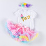 Summer Sweet And Cute Baby Girl Birthday Wear Short-Sleeved Romper Princess Skirt Two Piece Set