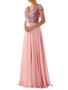 Women Summer V Neck Sequined Chiffon Patchwork Evening Dress