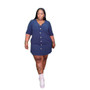 Plus Size Women Solid Loose Pocket Dress