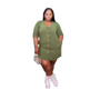 Plus Size Women Solid Loose Pocket Dress