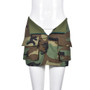 Women Summer Contrast Color Zipper Pocket Camouflage Skirt