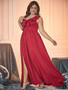 Plus Size Women Slash Shoulder Sleeveless Solid Dress