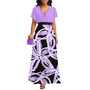Plus Size Women V Neck Three-quarter Sleeve Vintage Print Maxi Dress