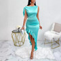 Women Summer Side Slit Ruffle Dress