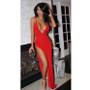 Women V Neck Stretch Sexy Slit Maxi Dress