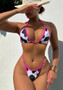 Women Halter Neck Bikini Black and White Cow Sexy Swimsuit Two Pieces