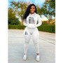 Women Casual Sports Print Hoodies and Pant Two-Piece Set