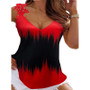 Summer Ladies Sweet Casual Lace V Neck Print Plus Size Camisole