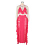 Summer Women sexy tassel knitting beach dress two-piece set