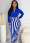 Women Sexy V neck Long Sleeve Top and Skirt Two-Piece Set