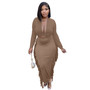 Women Sexy V neck Long Sleeve Top and Skirt Two-Piece Set