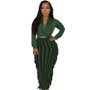 Women Sexy V neck Long Sleeve Top and Skirt Two-Piece Set