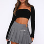 Women Zipper Pleated Skirt