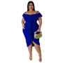 Plus Size Women Solid Off Shoulder Midi Dress