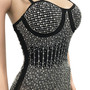 Fashion Women's Sexy Mesh Beaded Strap Nightclub Dress