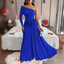 Summer Casual Sexy Women's Solid Color Slash Shoulder Slim Waist Long Dress