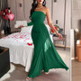 Summer Casual Sexy Women's Solid Color Slash Shoulder Slim Waist Long Dress