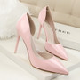 Fashionable High-Heeled Patent Leather Stiletto Shallow Mouth Pointed Toe Hollow Sexy High-Heeled Shoes