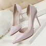 Fashionable High-Heeled Patent Leather Stiletto Shallow Mouth Pointed Toe Hollow Sexy High-Heeled Shoes