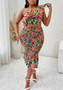 Summer Casual Sexy Women's Print Plus Size Slash Shoulder Ruffled Two Piece Skirt Set