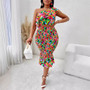 Summer Casual Sexy Women's Print Plus Size Slash Shoulder Ruffled Two Piece Skirt Set