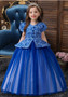 Children's Plaid Patchwork Puff Sleeve Princess Dress