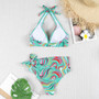 Multicolorprinted High-Waisted Two Pieces Bikini Swimsuit