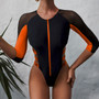 Women's One Piece Color Block Tight Fitting Slim Fit Beach Swimsuit